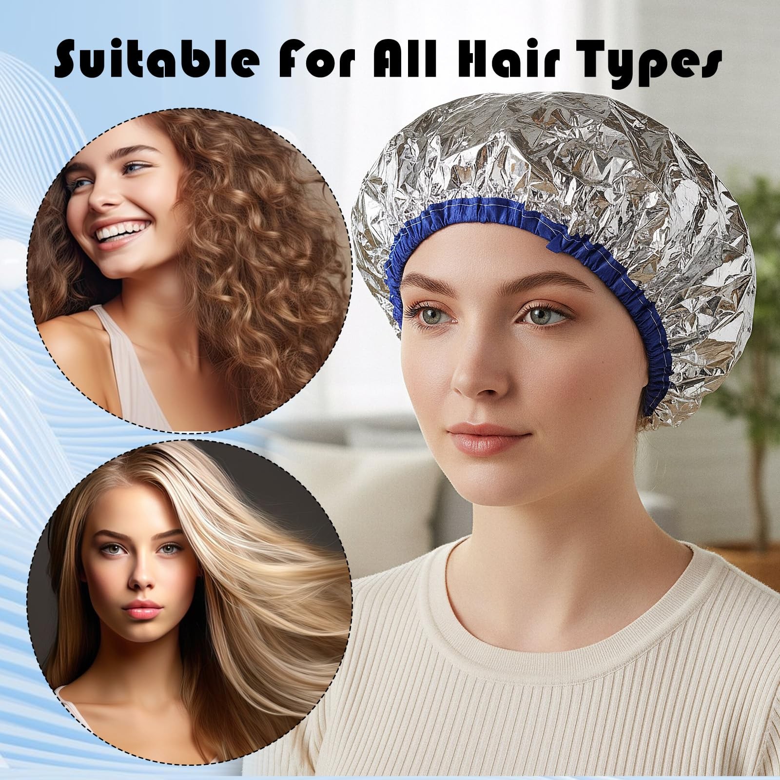 3 Pack Aluminum Foil Deep Conditioning Heat Cap Hot Oil Treatment Reusable