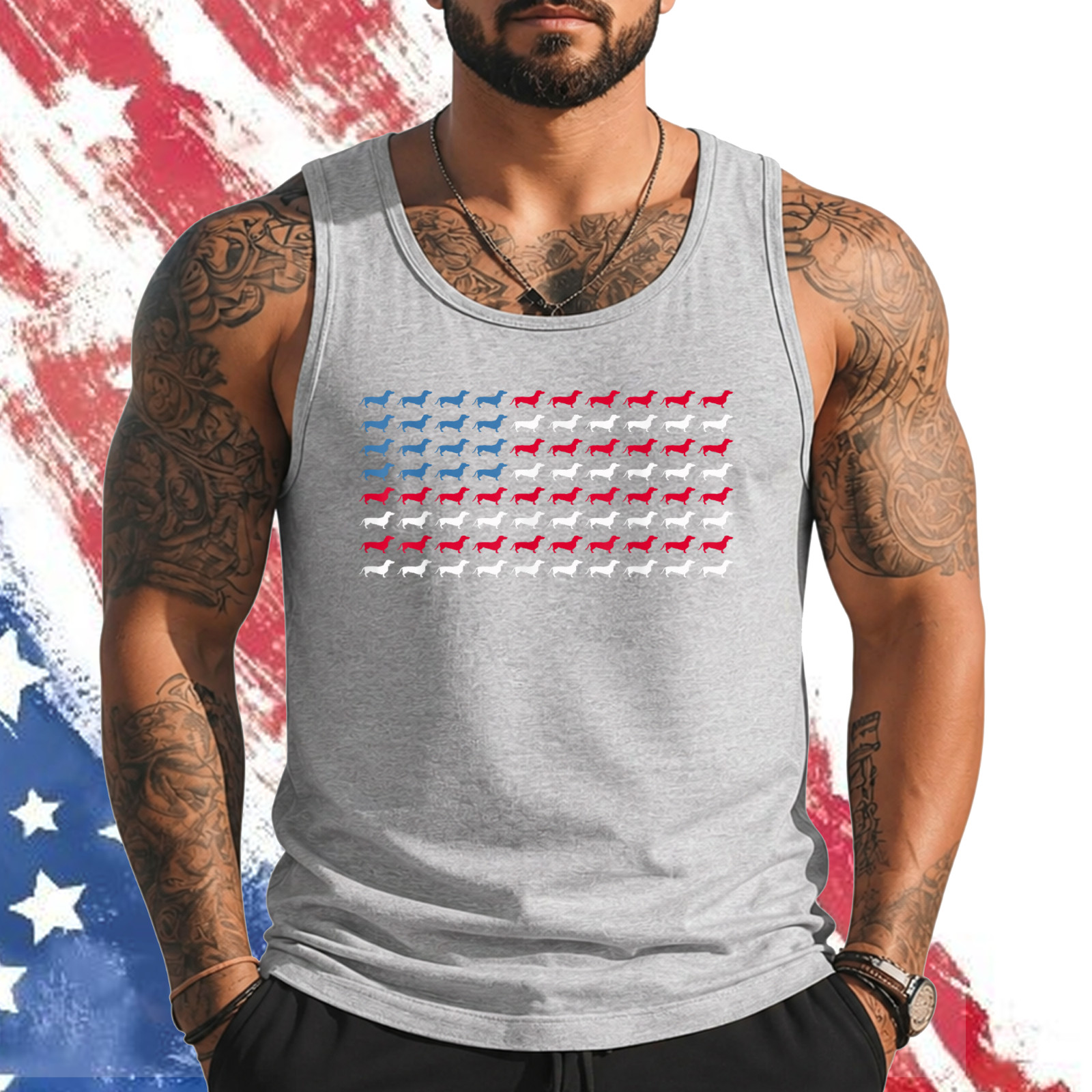 Dachshund Patriotic American Flag Dachshund 4th of July Tank top