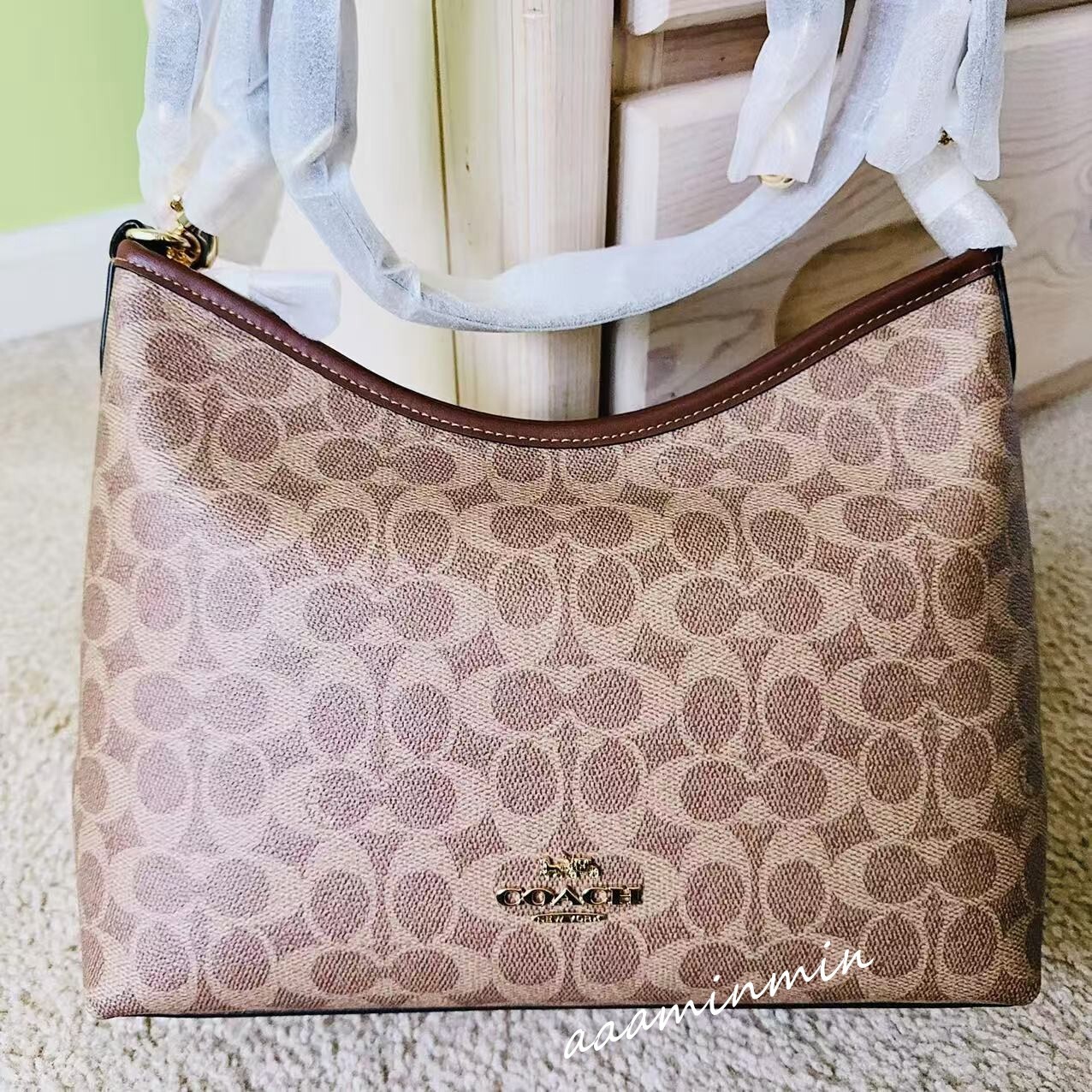NWT Coach Laurel Shoulder Bag In Signature Canvas CV975 -Gold/Tan/Brown