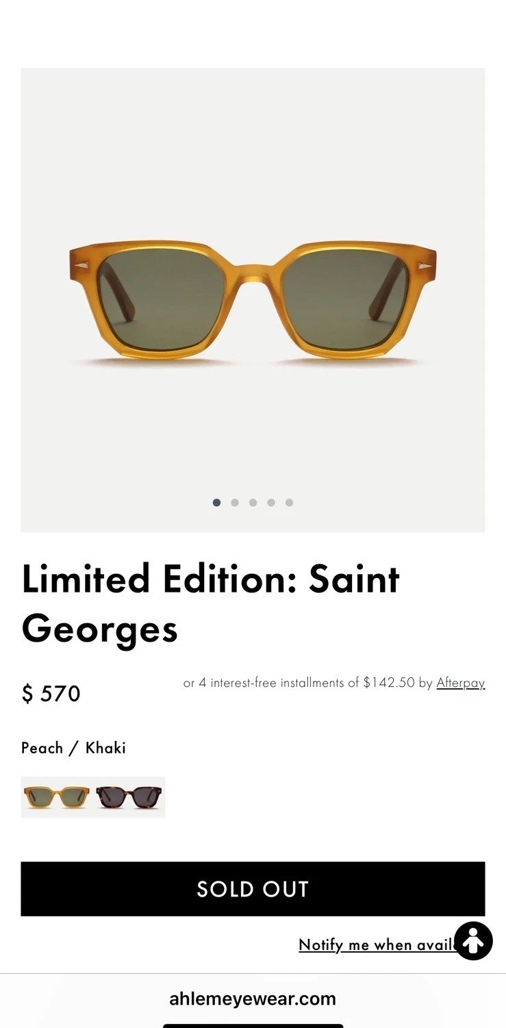 AHLEM Limited Edition Saint Georges 22k Gold Sunglasses Handcrafted In France