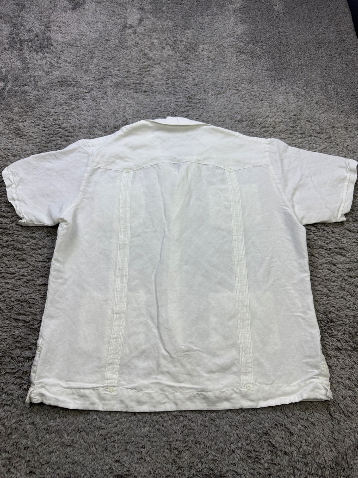 Cubavera Guayabera Shirt Men XL White Pleated Cuban Short Sleeve Beachy Camp