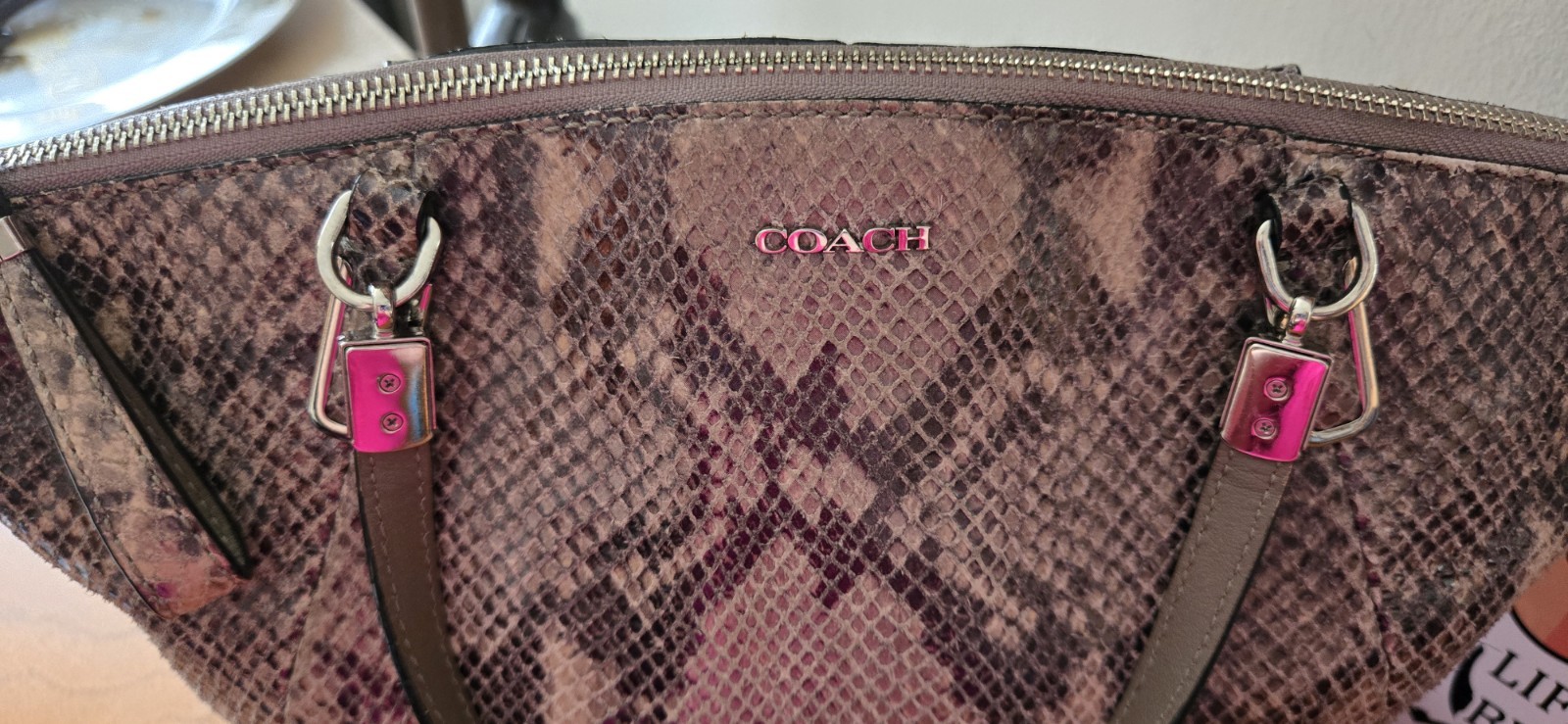 Coach Madison Sophia Grey Snake EUC