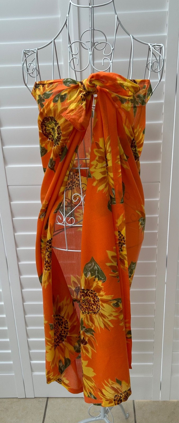 NEXT Stunning Vintage Sarong Beach Cover Up Orange Sunflower Pattern 132x 107cm
