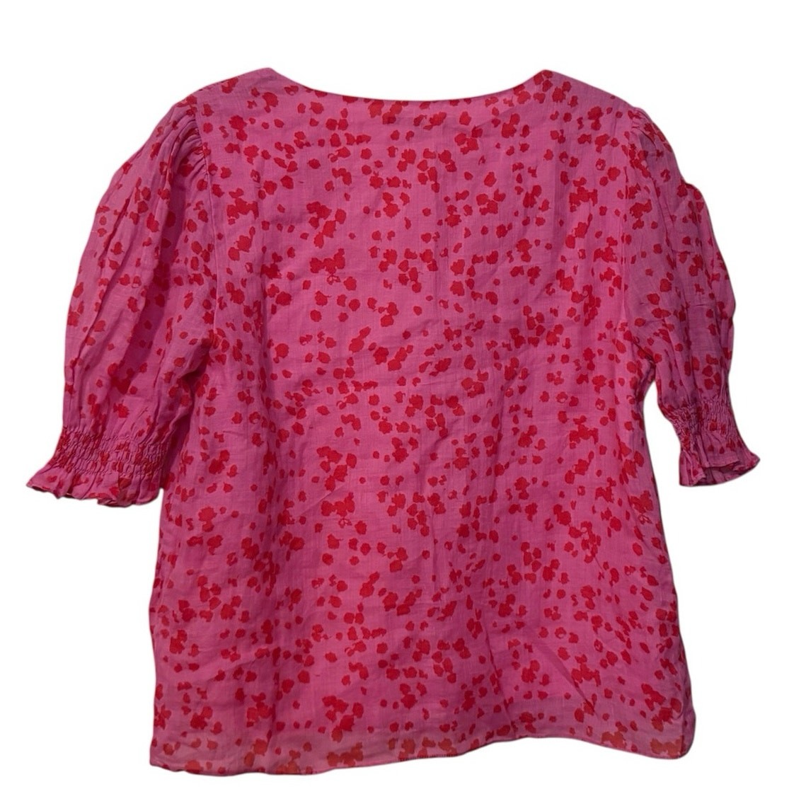 Caballero Pink Cheetah Ruffle Puff Top Blouse Size Medium