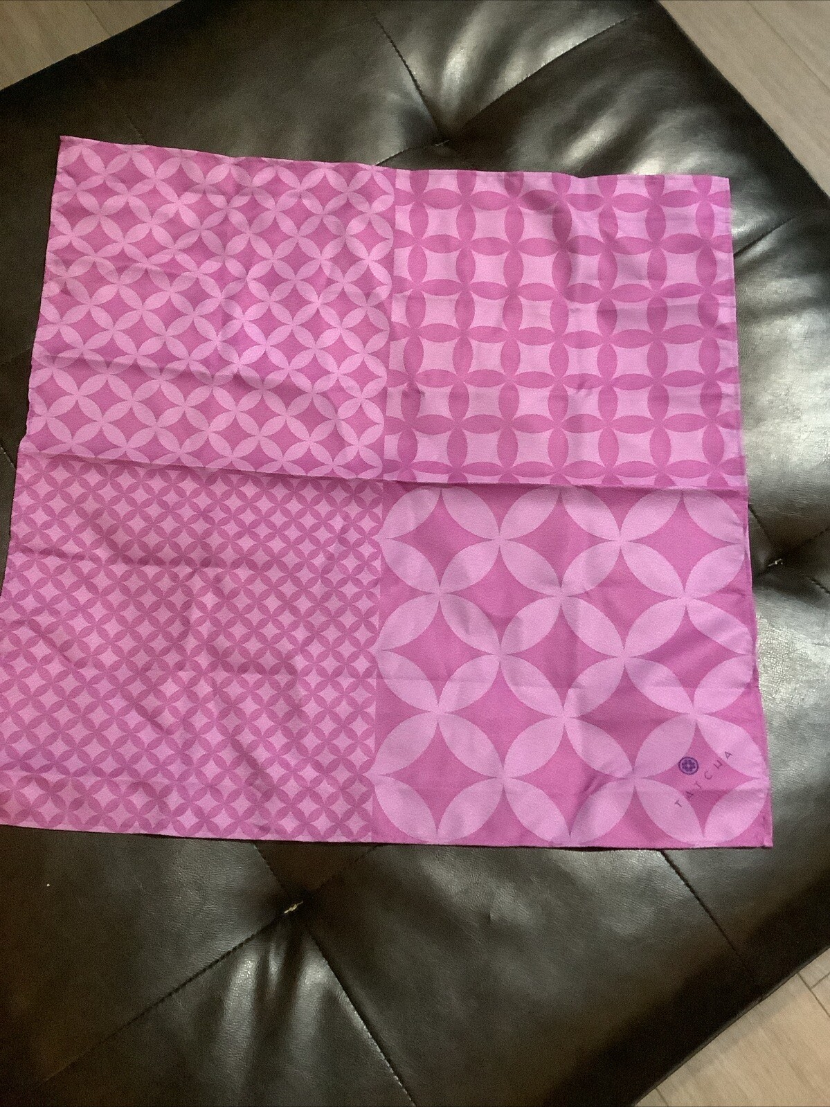 Tatcha 21in. X 21in. Reversible Scarf Purple Pattern/Blue ~ Logo