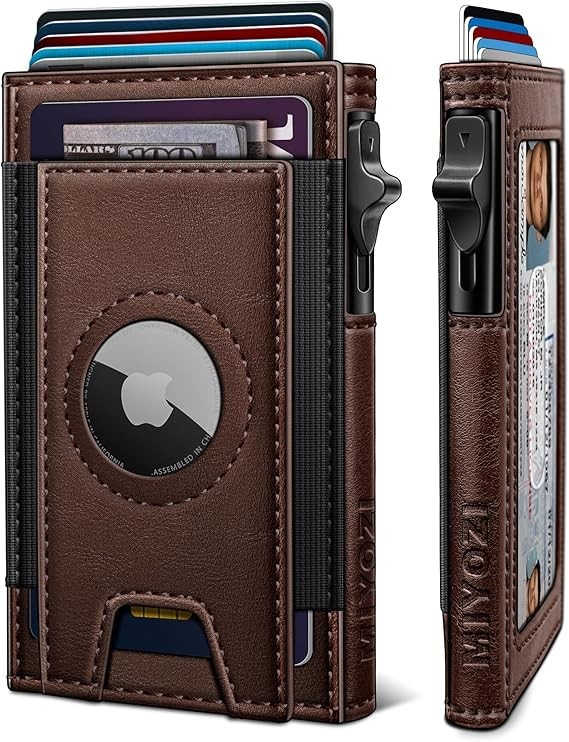 Airtag Wallet for Men, Slim Pop up Credit Card Holder RFID Blocking Mens Minimal