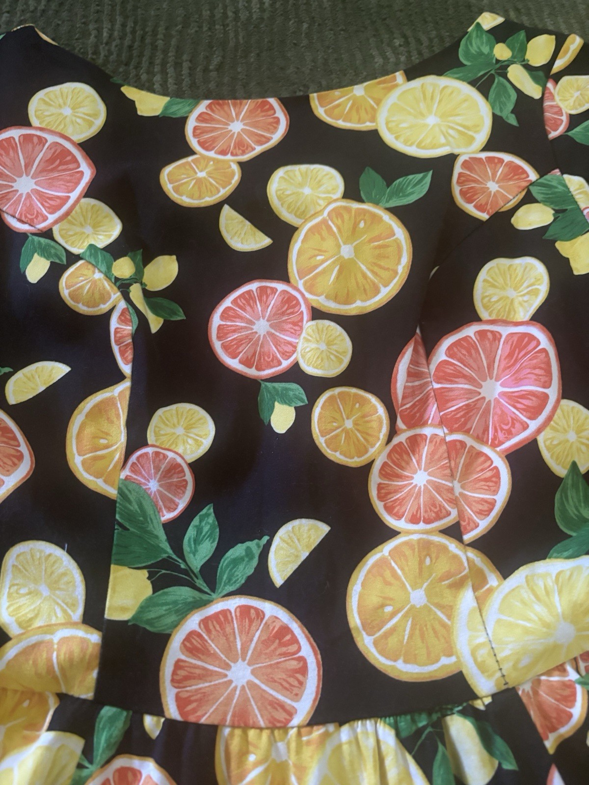 Eva Rose 50s Style Citrus Fruit Fit & Flare Dress Rockabilly Lindy Hop Size M