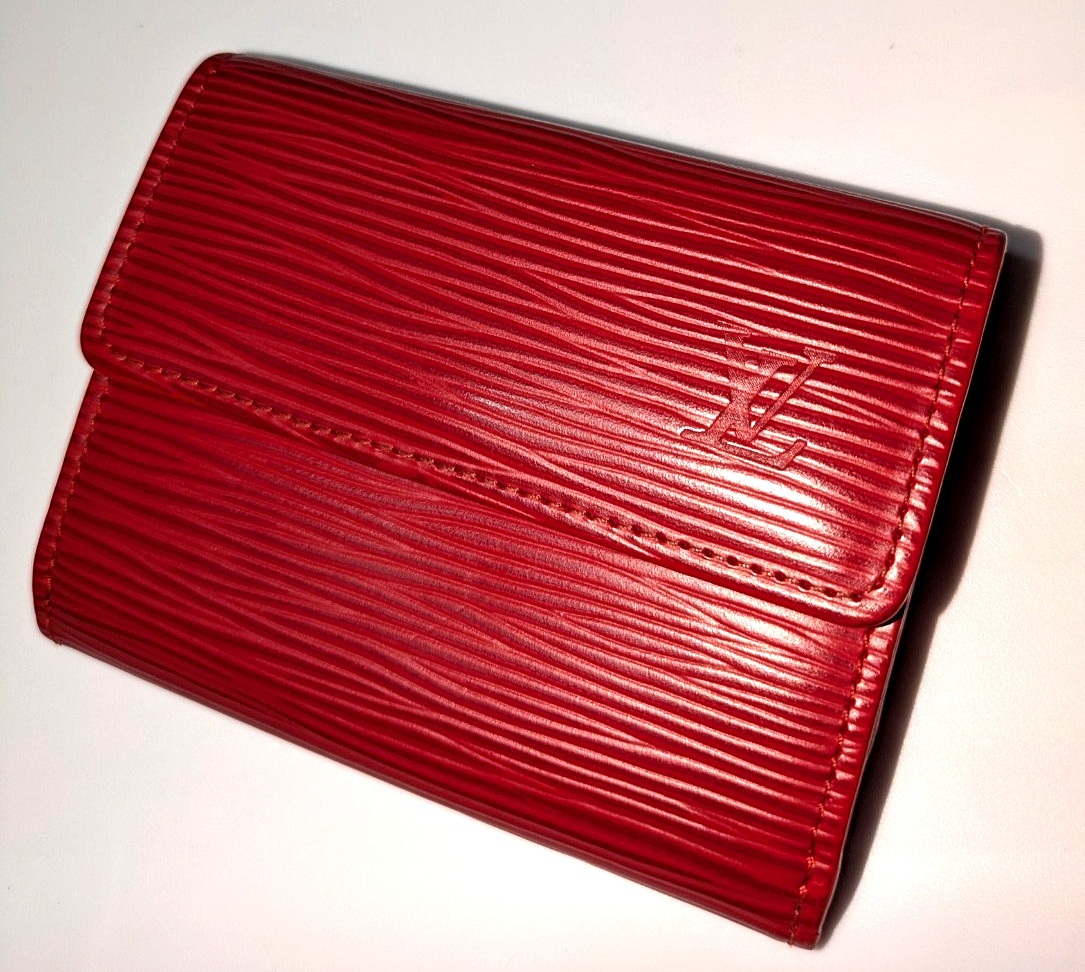 LOUIS VUITTON EPI LUDLOW RED LEATHER WALLET COIN POUCH CARD HOLDER CASE TRIFOLD