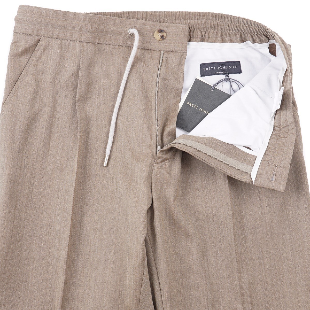 Brett Johnson Lightweight Herringbone Wool Drawstring Pants XL 37-38 (Eu 54) NWT