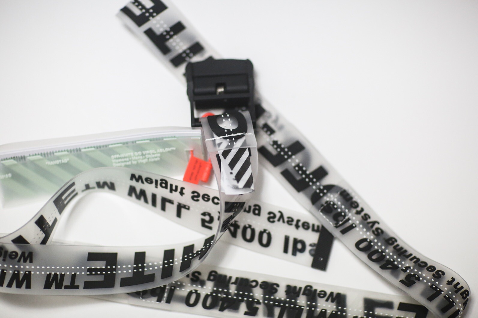 Off White Transparent Rubber Clear Black Industrial Belt 200cm