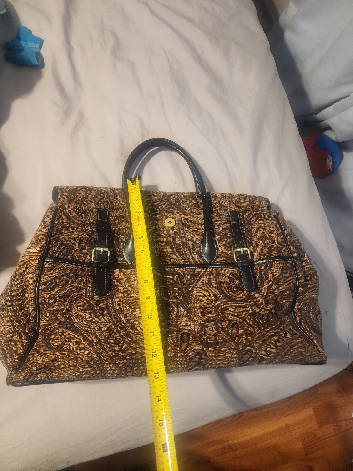 Etienne Aigner vintage 70’s Rectangle Satchel Paisley Magnetic Gold Buckle