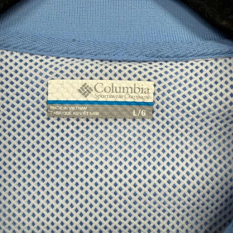 Columbia PFG Polo Shirt Mens Large Blue Omni-Wick Omni Shade Golf Performance