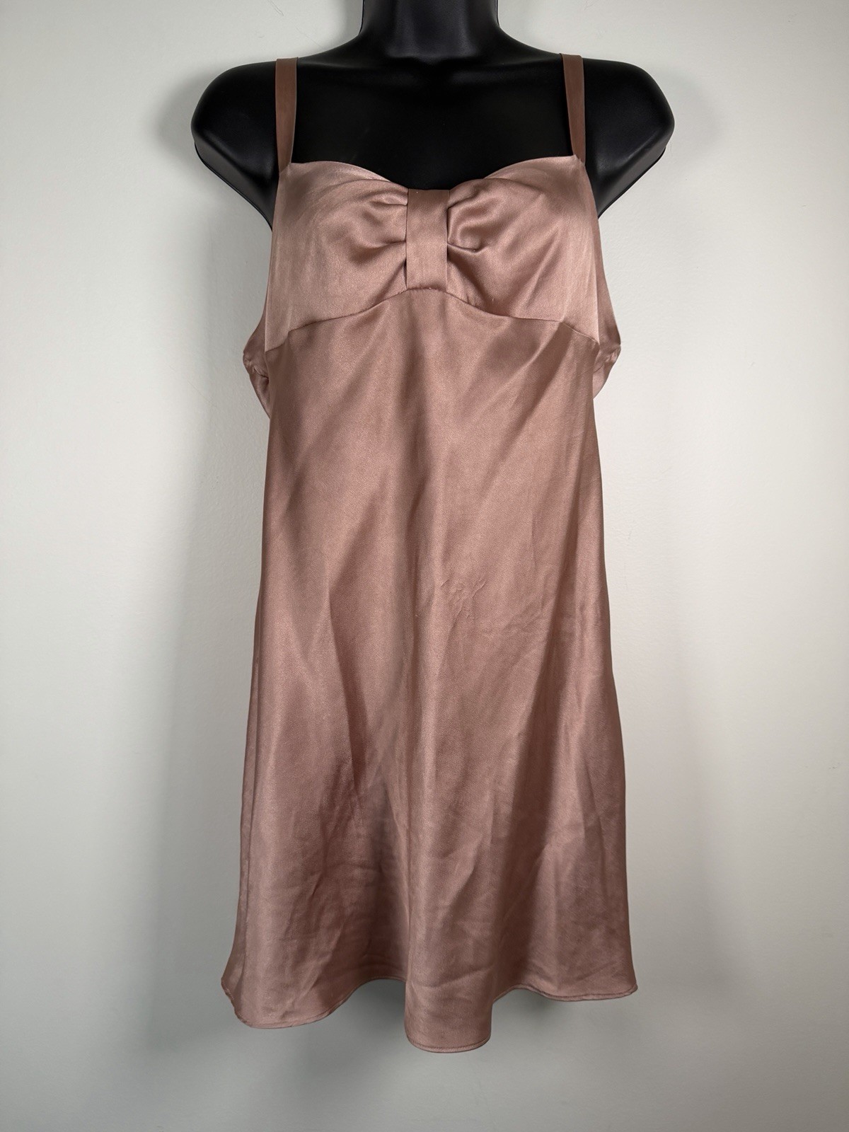 Victorias Secret Angles Sleep Dress Womens Champagne Pink Bow Front Size S