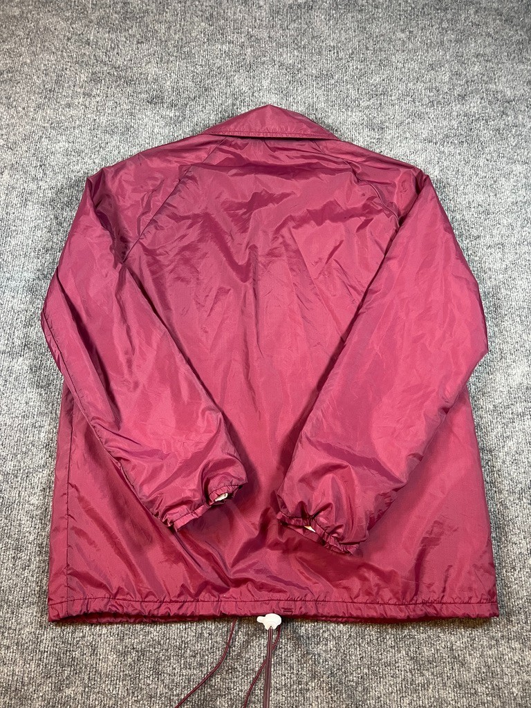 Vintage Sears Jacket Mens Large Maroon Nylon Coaches Lined Snap Front 90s Street