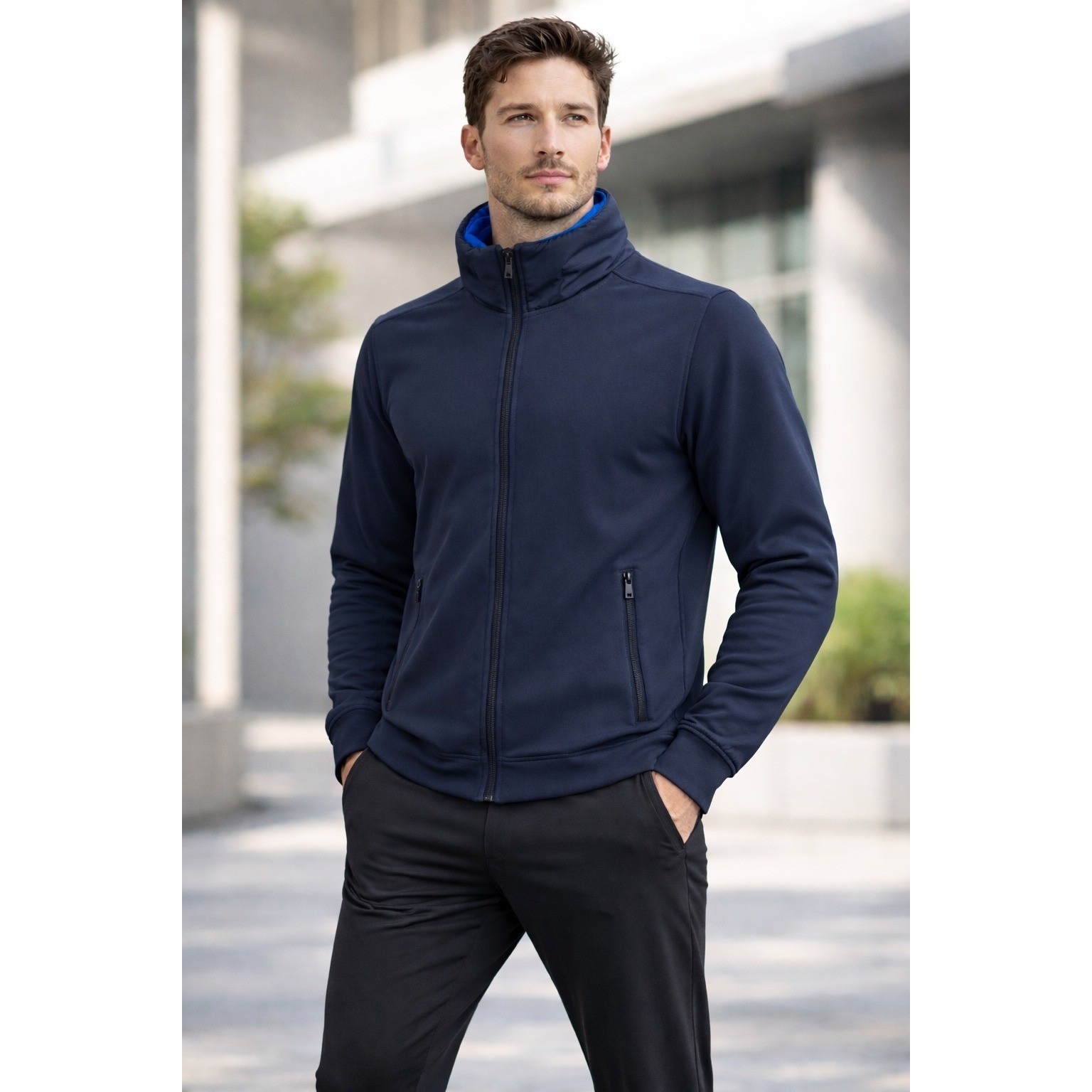 LULULEMON Jacket Men’s XXL Blue Full Zip Puff Collar Elbow Performance M41465