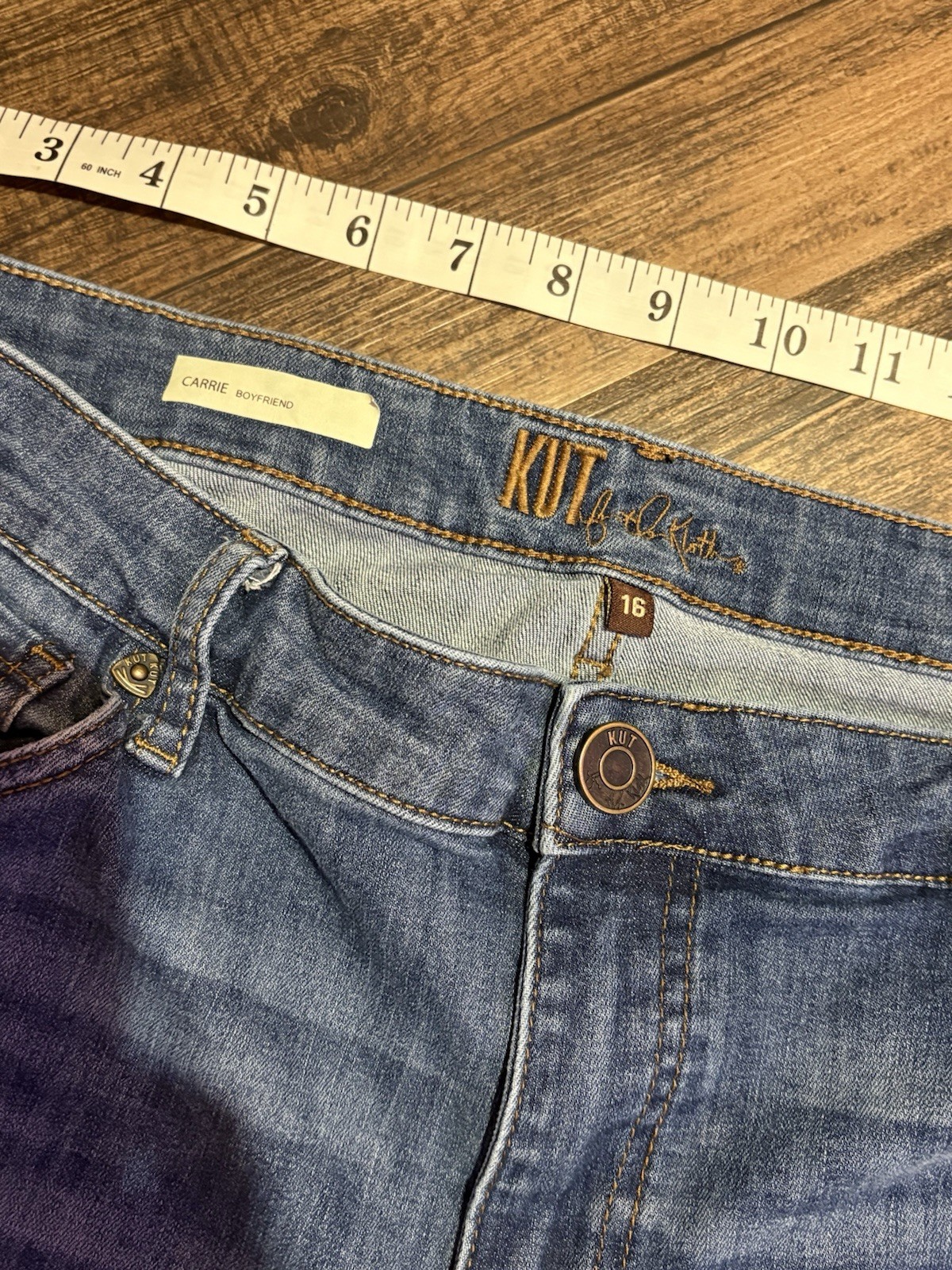 Kut From The Kloth Carrie Boyfriend Jeans Women Size 16 Medium Wash Straight Leg