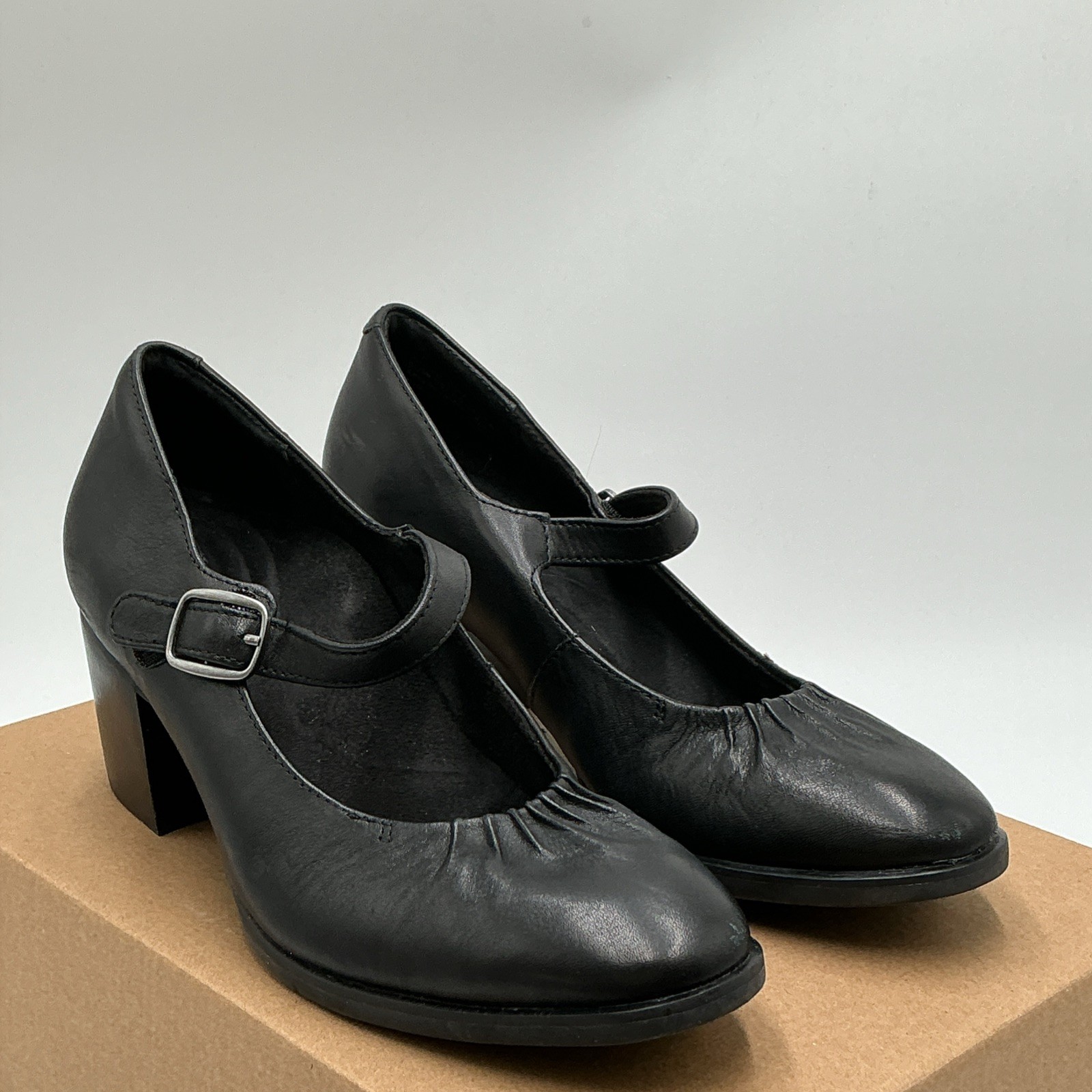 Aetrex Sara AH200W Pump Women’s US 7.5-8 B Black Leather Block Heel Ebay2578