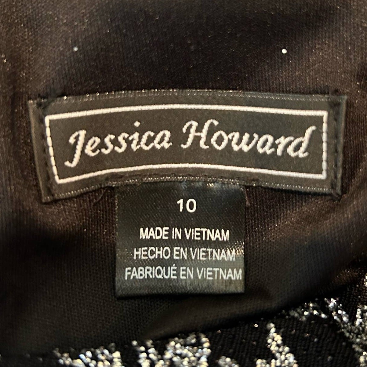 Jessica Howard Dress Womens 10 Black Houndstooth Glitter Knit Shift Dress NEW