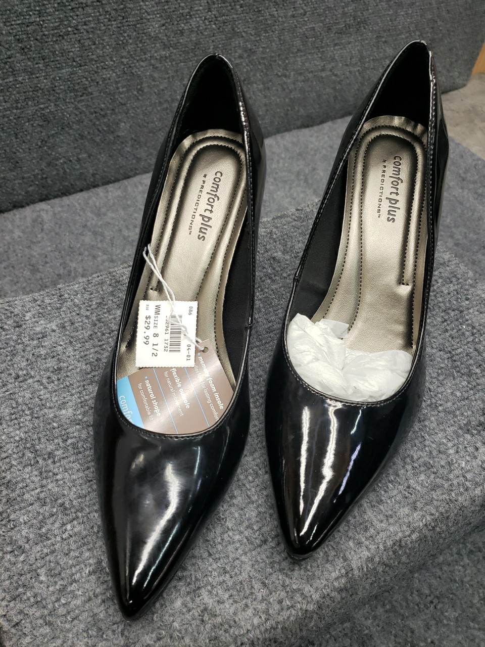 Womans Comfort Plus By Predictions Slip On Stiletto Pumps Size 8.5 Black