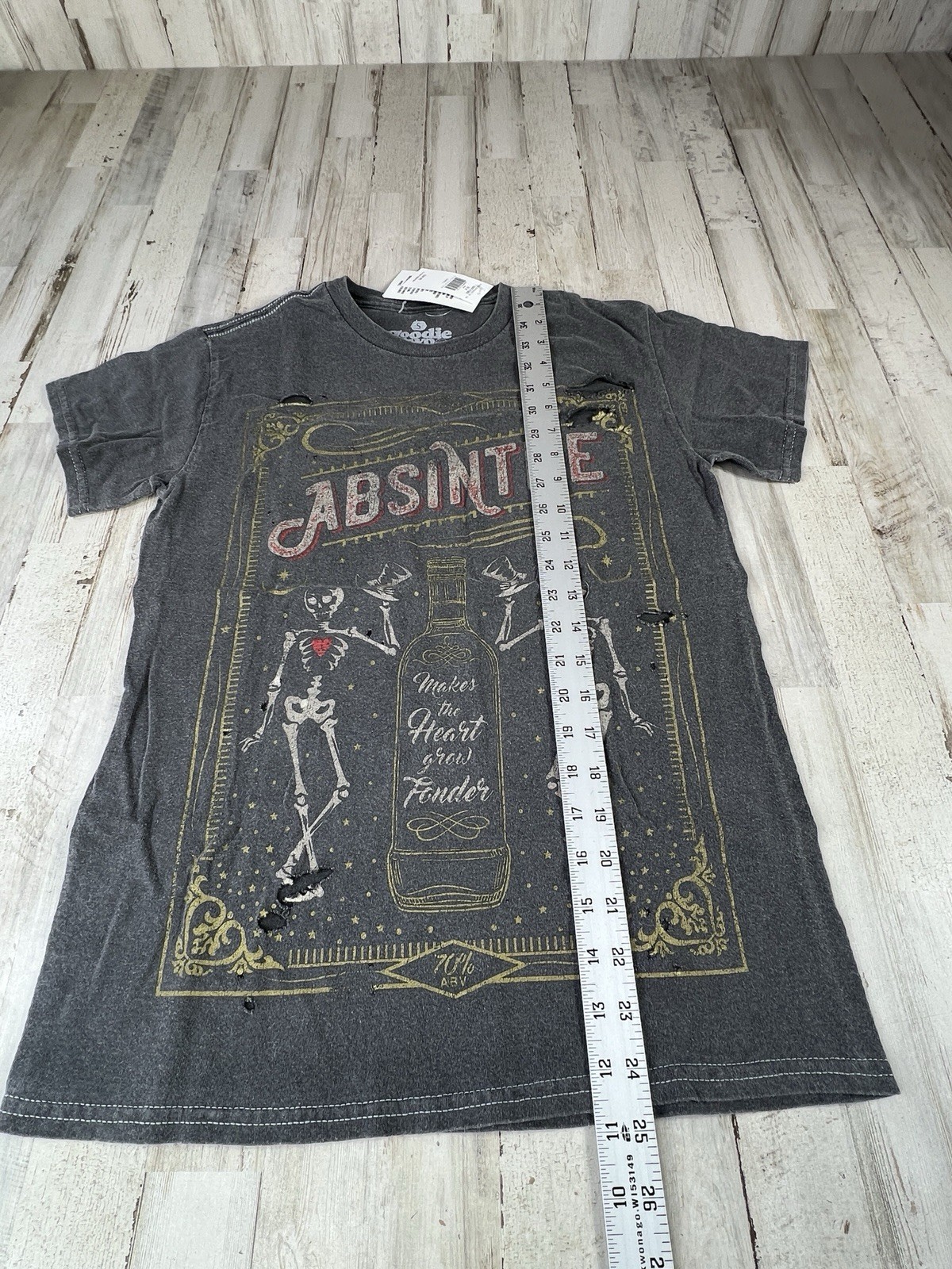 Absinthe Skeleton Distressed Graphic Women’s T-Shirt Tee Size XS