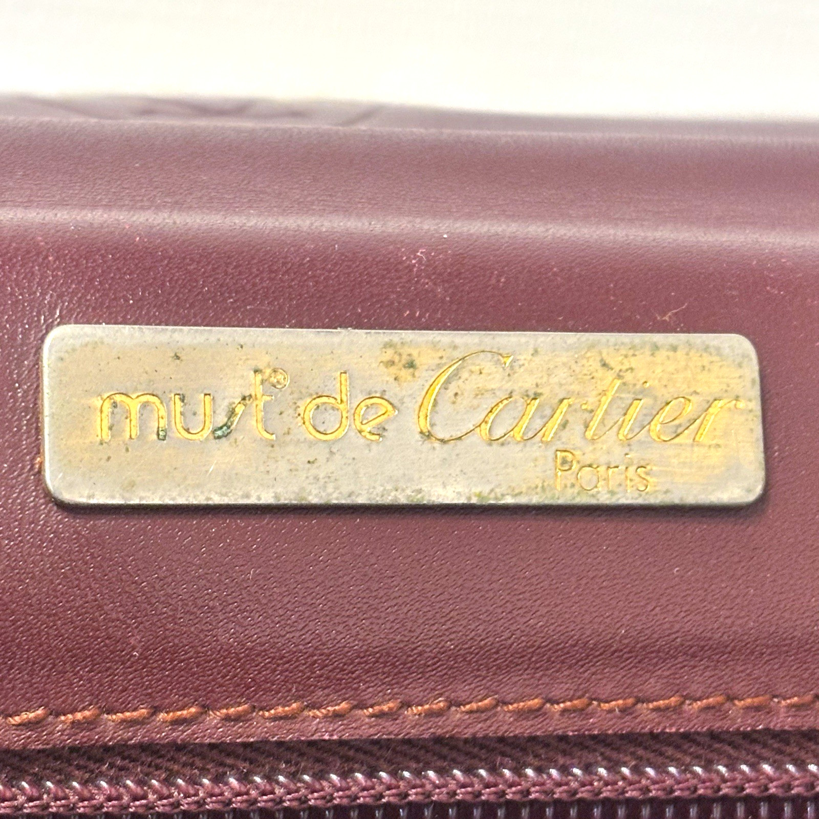 Cartier Briefcase Business Bag Leather Bordeaux Authentic