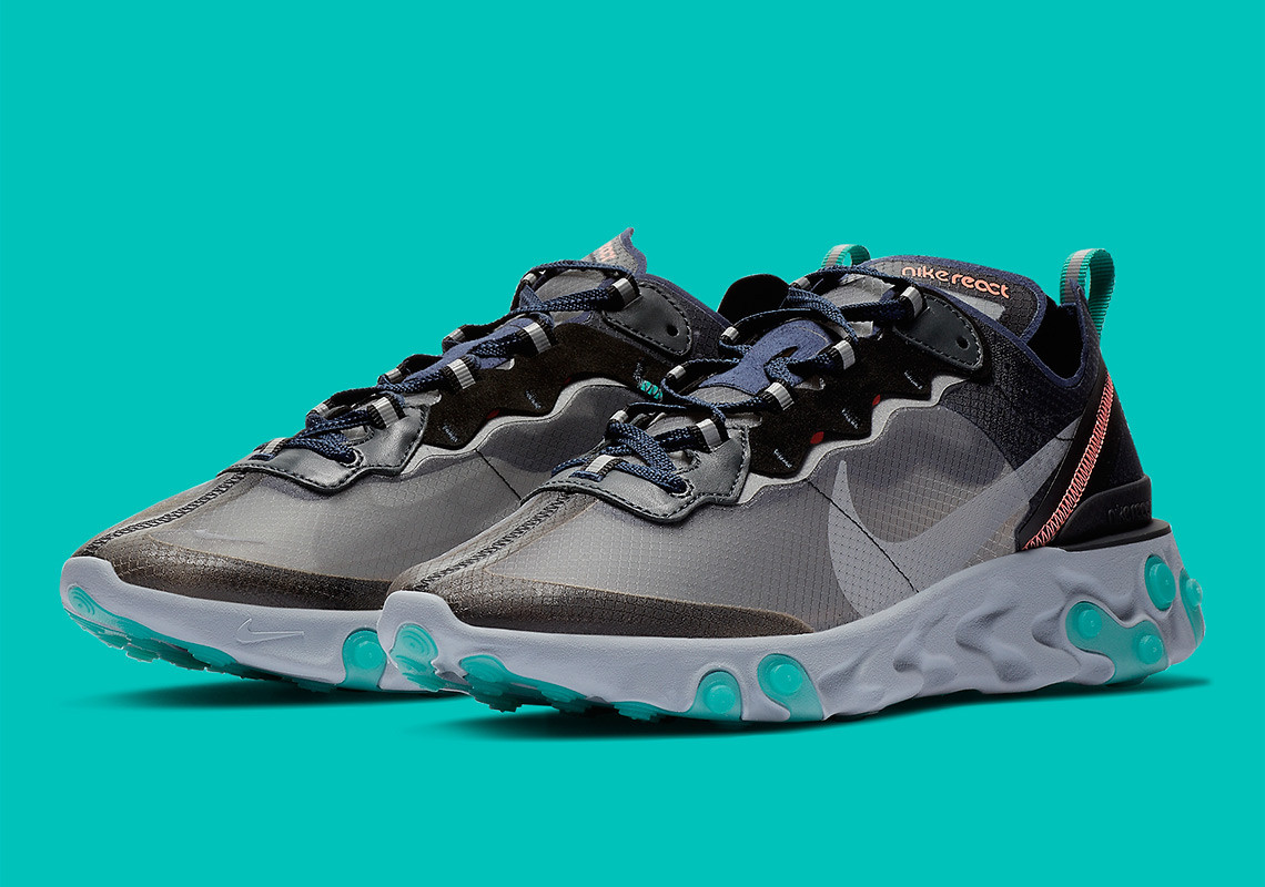 Nike React Element 87 size 7.5. Neptune Green Navy Grey Teal. AQ1090-005.