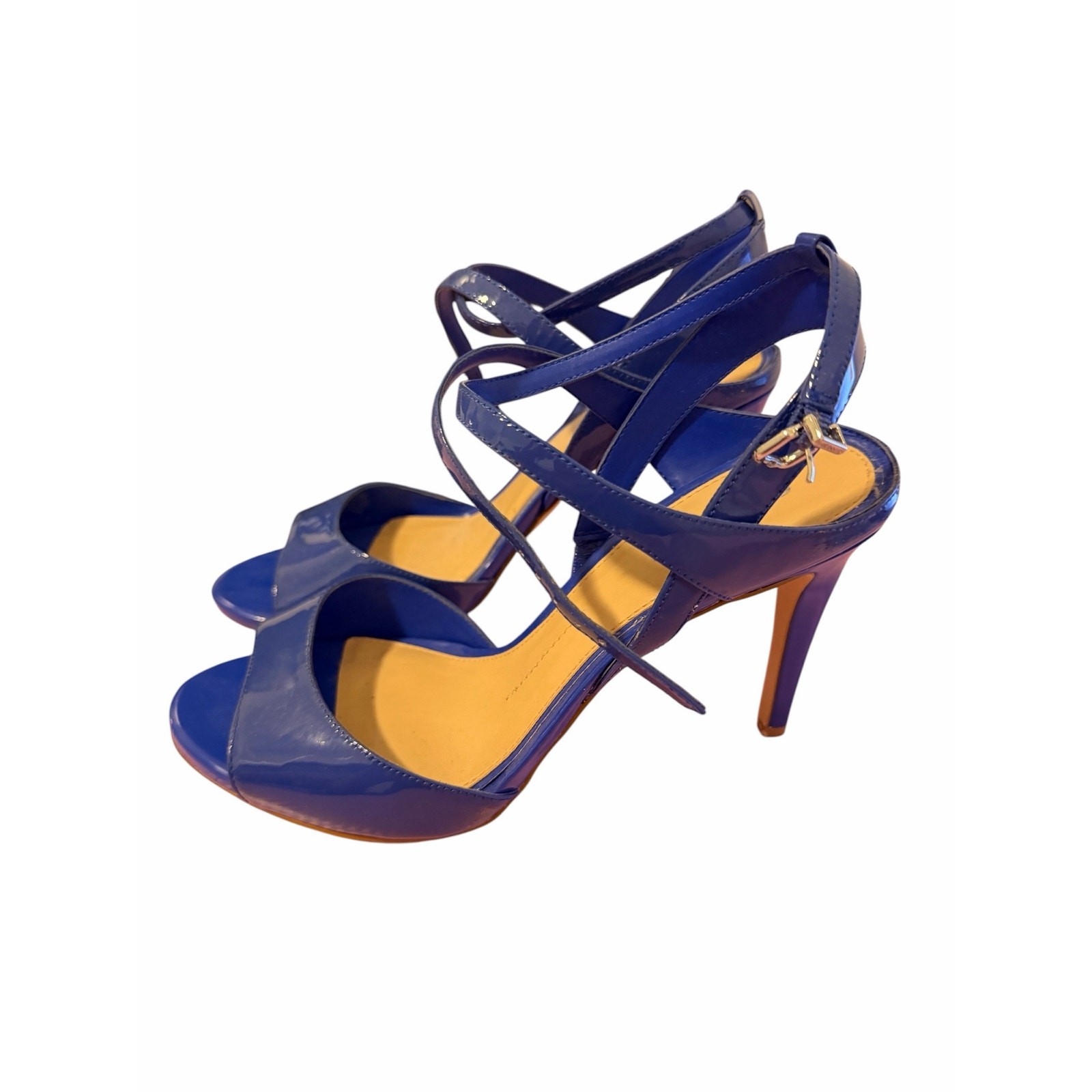 Gianni Bini Women’s 9.5 Vibrant Blue Patent Leather Strappy Stilleto Heels