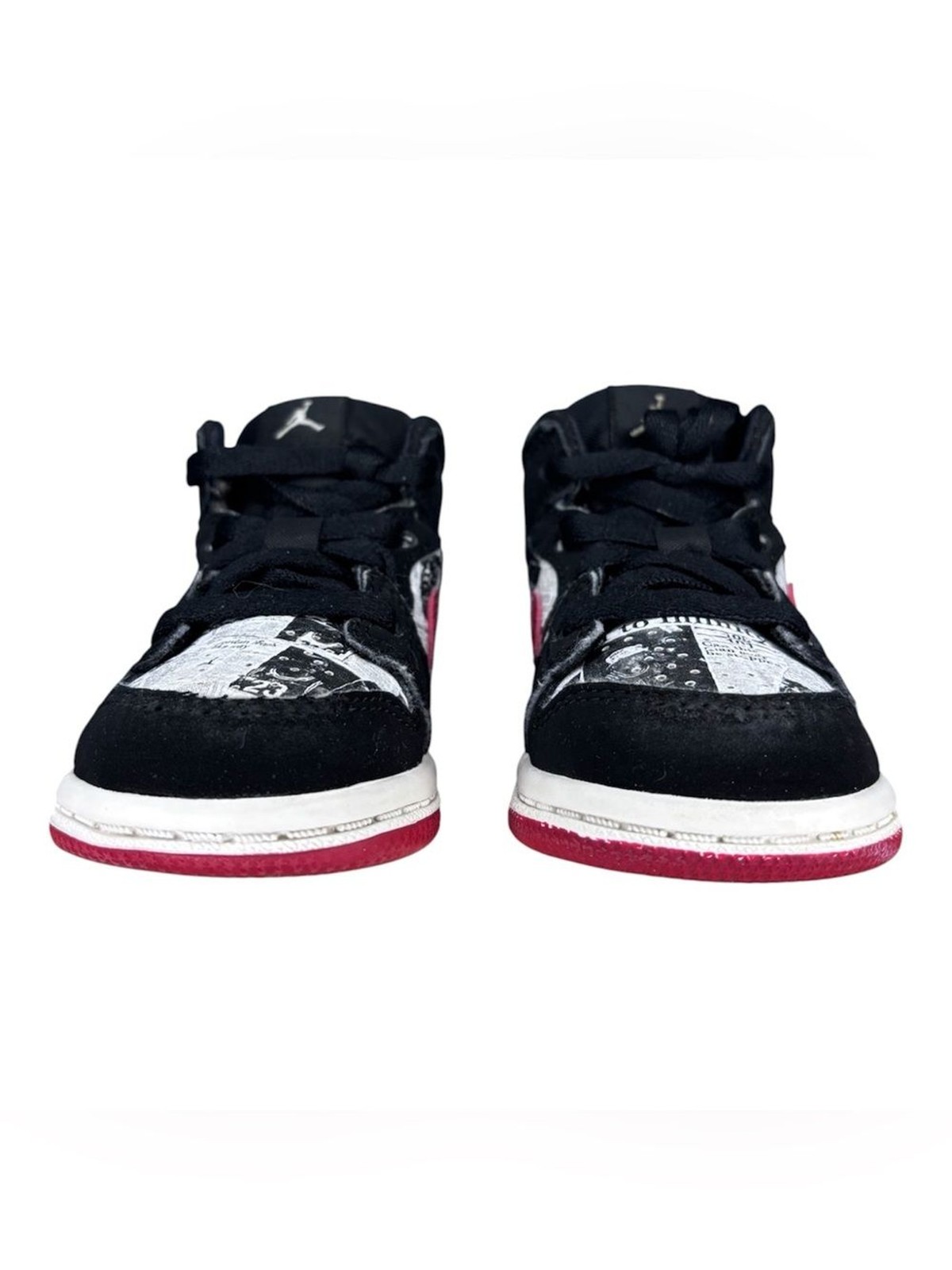 Baby Jordan’s | Mid Top | Red & Black “Newspaper Air Times” | Toddler 4 C