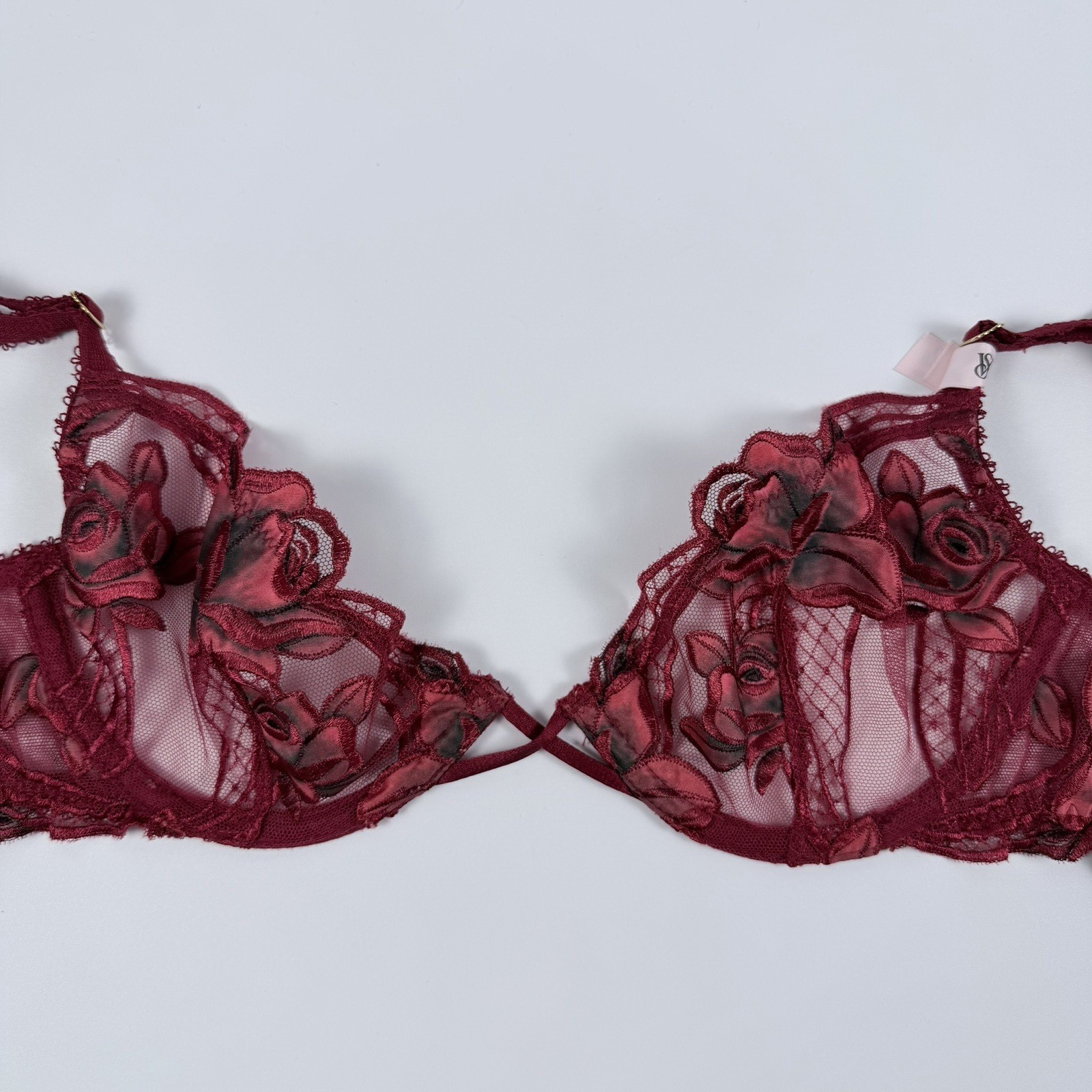 Victoria’s Secret Very Sexy Red Rose Lace Unlined Demi Bra 36B Underwire NWT
