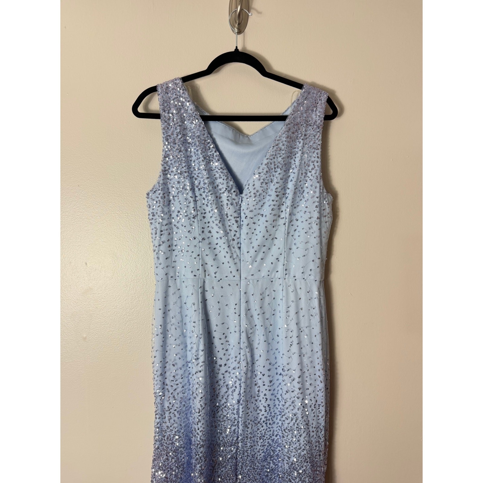 JS COLLECTIONS DRESS 12 TORI BLUE SEQUIN OMBRE COLUMN GOWN WEDDING GUEST MAXI