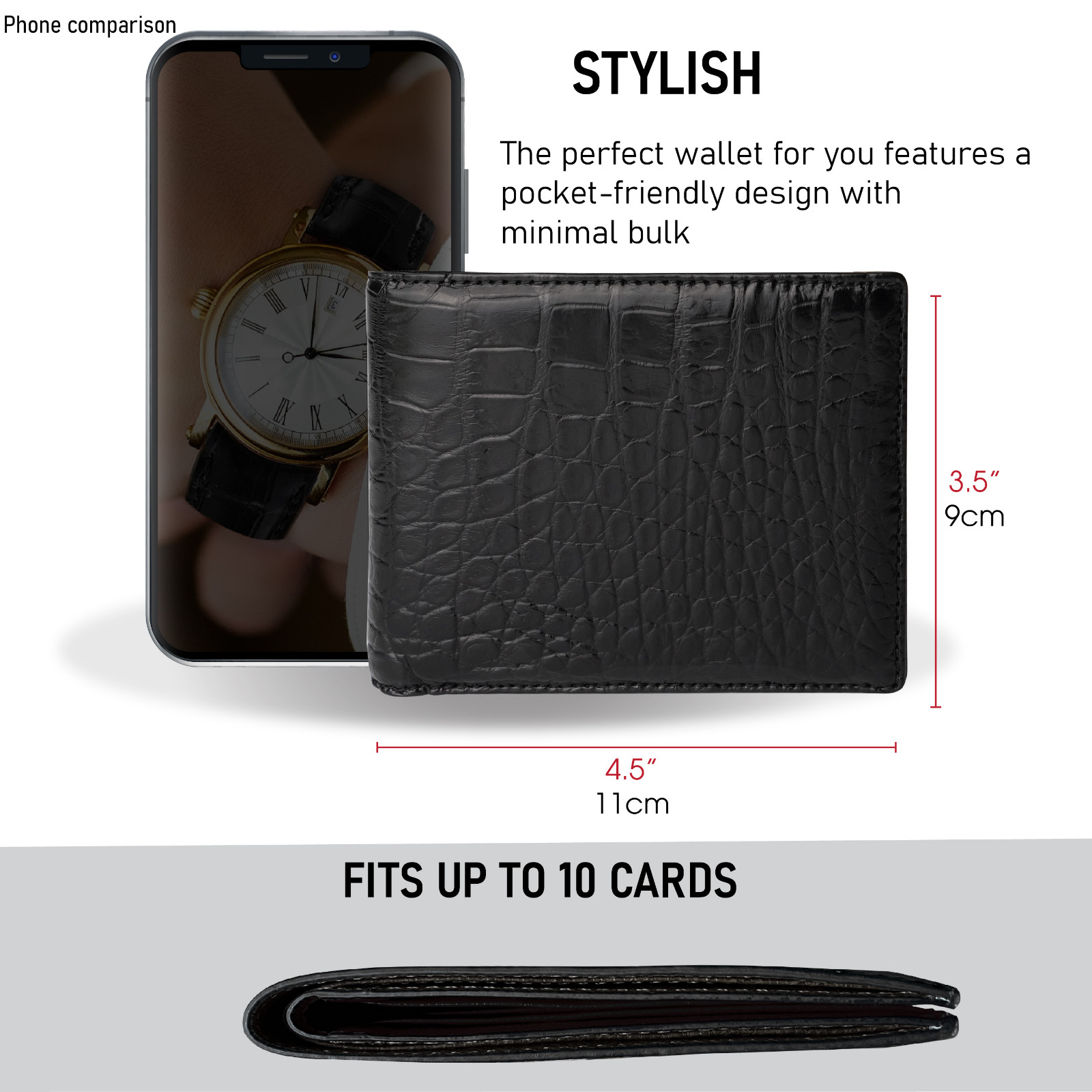 Luxury Genuine Crocodile Leather Wallet For Men Handmade Exotic Skin Bifold