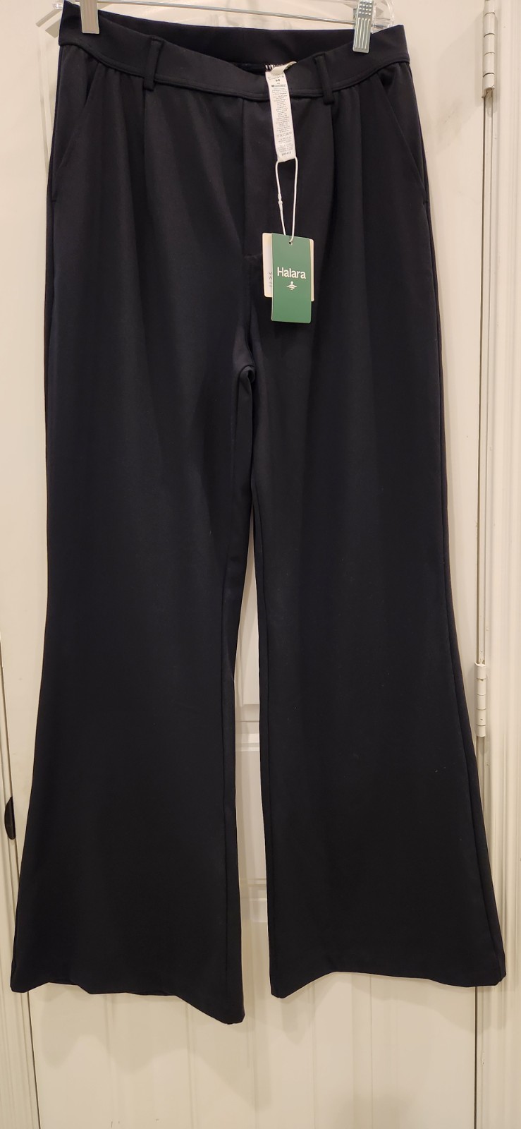 Halara Women’s Black Pleated Flared Dress Pants Tall M Solid Polyester Blend