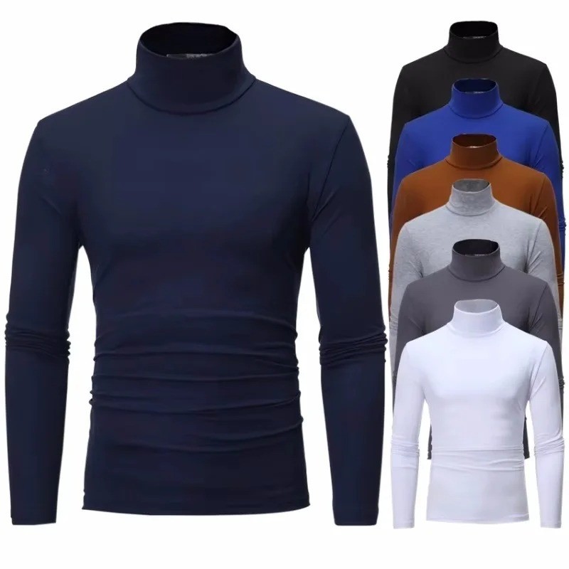 Mens Turtleneck Long Sleeve Shirt – Winter Pullover Sweater for Men