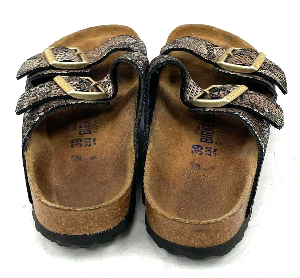 Birkenstock Arizona Snake Sandal Python Brown Metallic Gold Unisex 39 W8 US M6