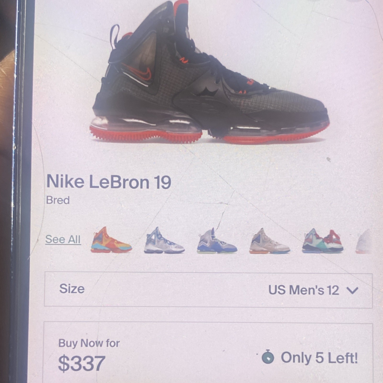 Nike LeBron 19 EP Bred DC9340-001 Black Red Basketball Sneaker