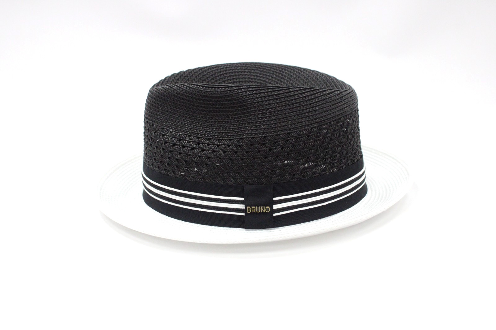 Men’s Bruno Capelo Fedora 100% Poly Braid Black/White HW-800