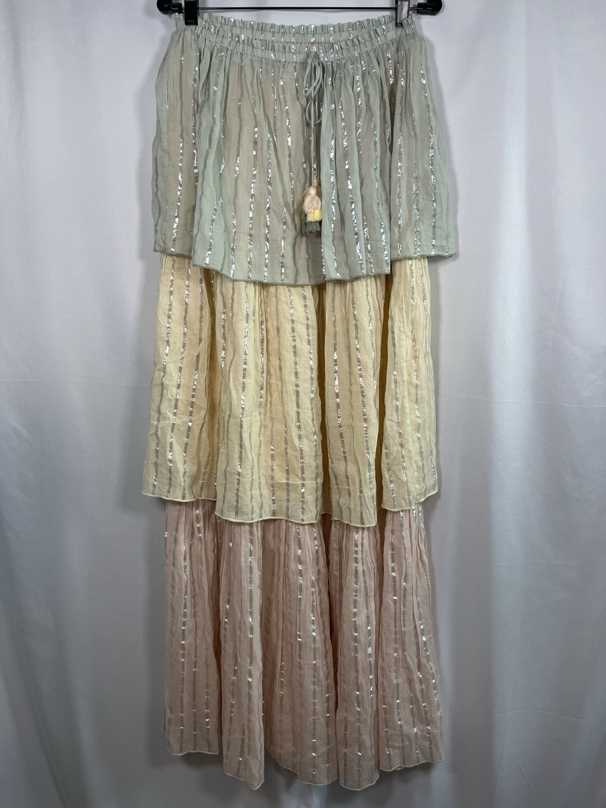 PQ swim Golden Hour Briar Lurex Strapless Maxi Coverup Fesortwear Dress Sz Xs/S