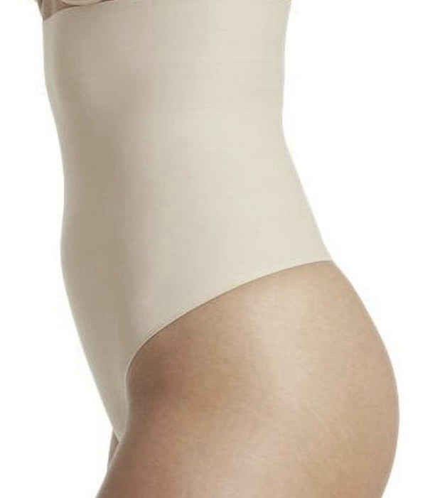 TC Intimates Womens Beige Sleek Firm Control High-Waist Thong Panty Size XL