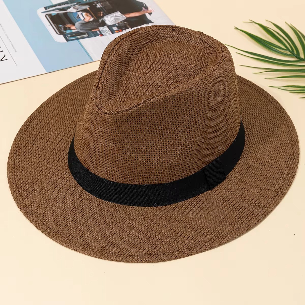 New Mens Ladies Panama Style Sun Hat Crushable Wide Brim Fedora Straw Summer UK