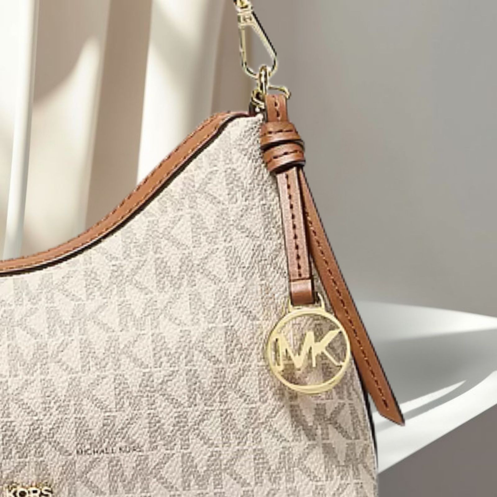 Michael Kors Sammy Small MK Logo Convertible Crossbody Purse Bag Vanilla Handbag