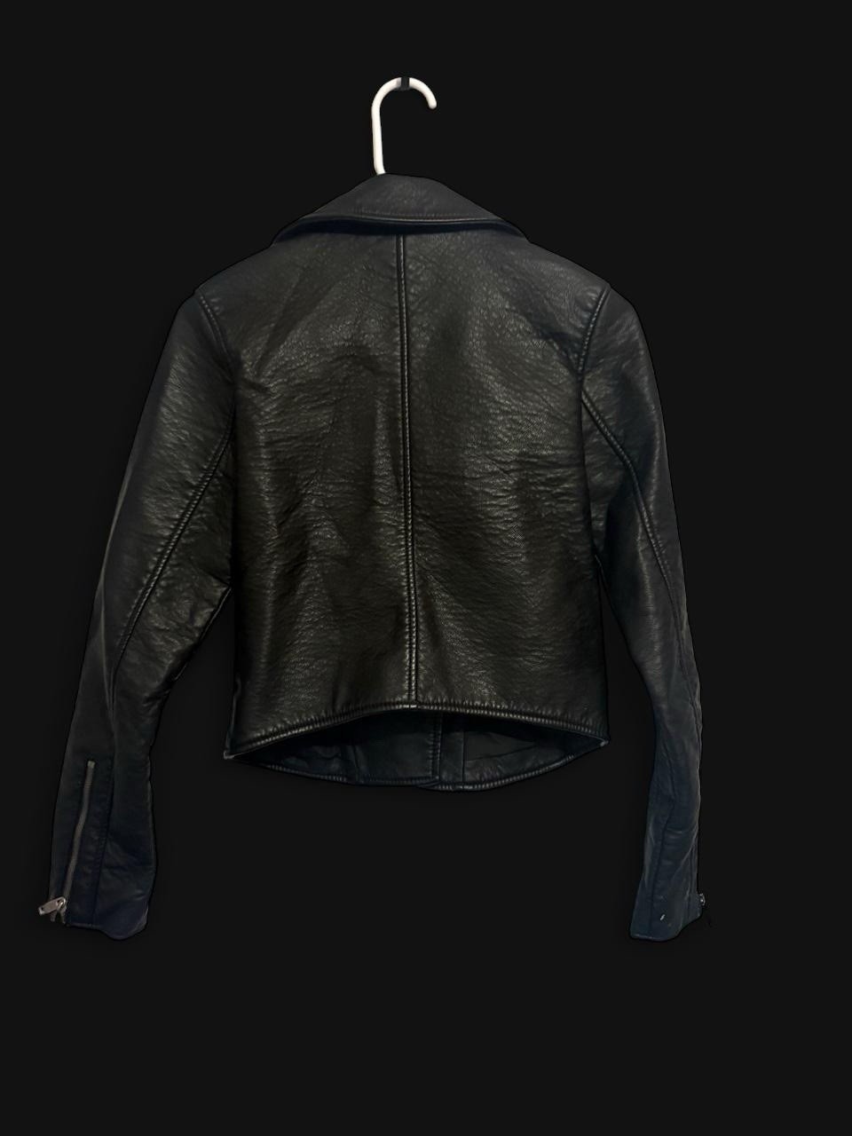 Abercrombie & Fitch Vegan Leather Biker Jacket Black XS Women Zipper Collared