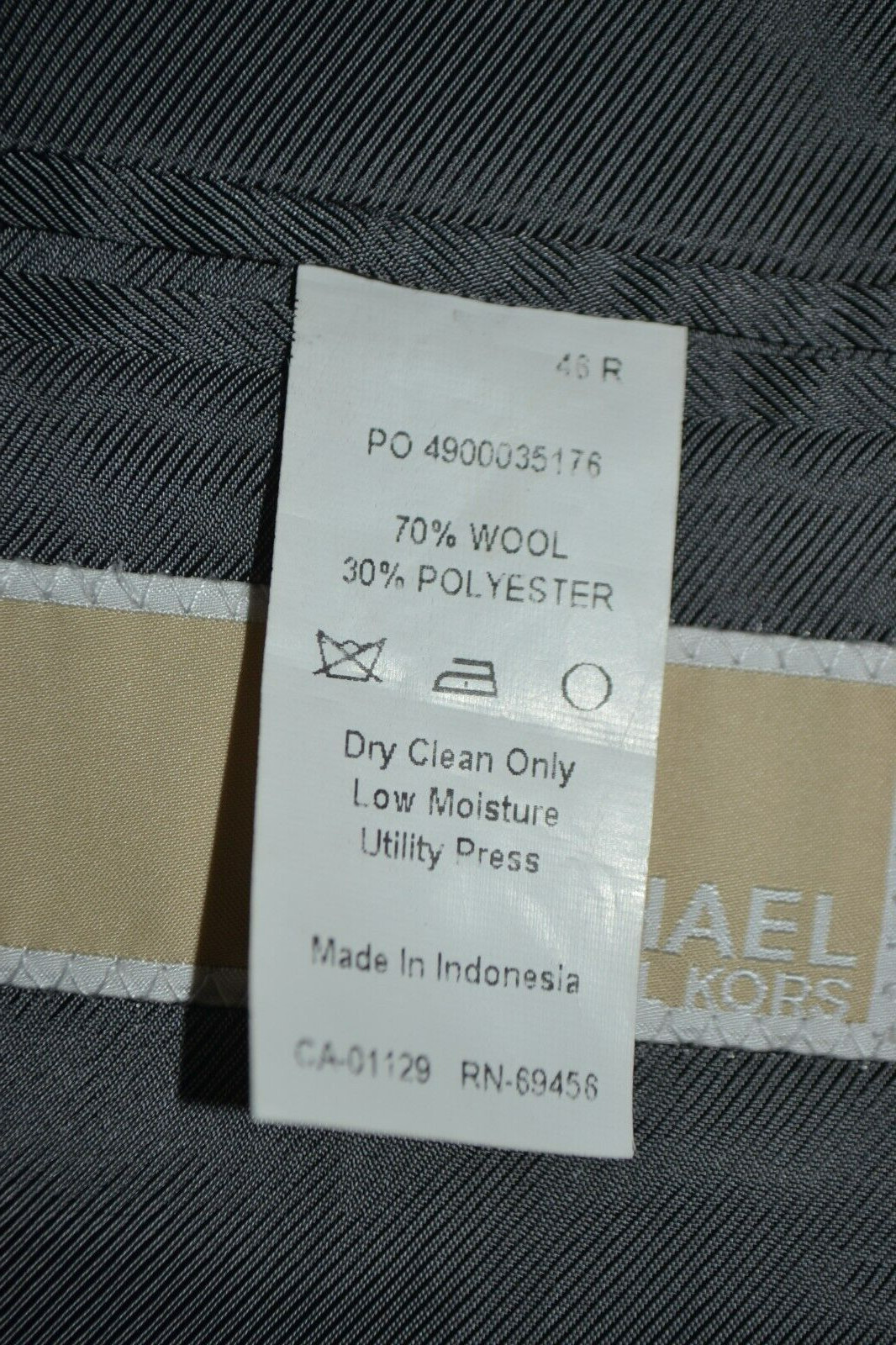 Michael Kors Men Gray Wool Blend Dual Vent Check Pattern Sports Coat Sz 46R