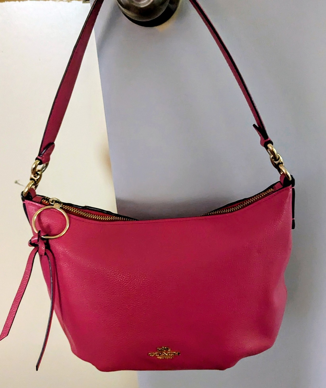 Women’s COACH Coral/Pink Pebble Leather Small Skylar Hobo Bag 91028