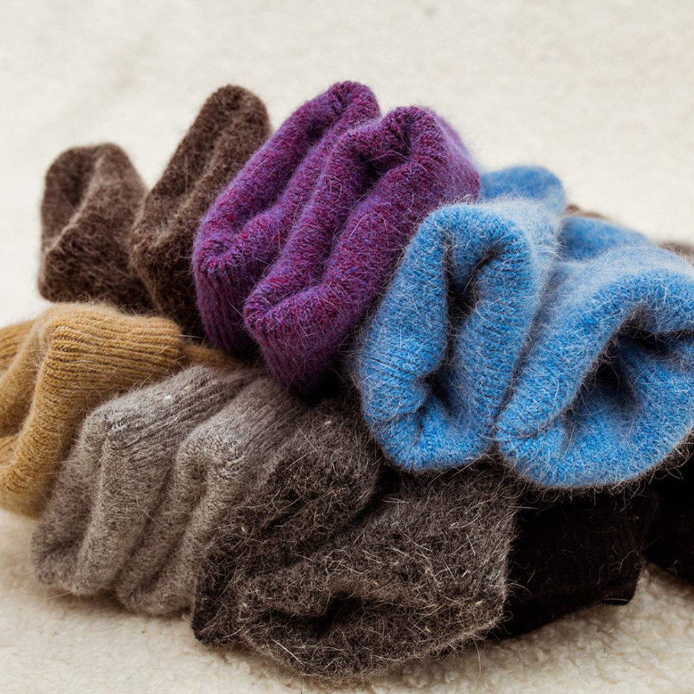 5 Pack Women Wool Angora Casual Solid Boot Warm Thick Crew Socks Fanshion Winter