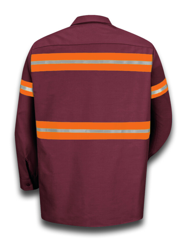 Enhanced Visibility Work Shirts Hi Vis Orange Reflective Industrial Work Uniform