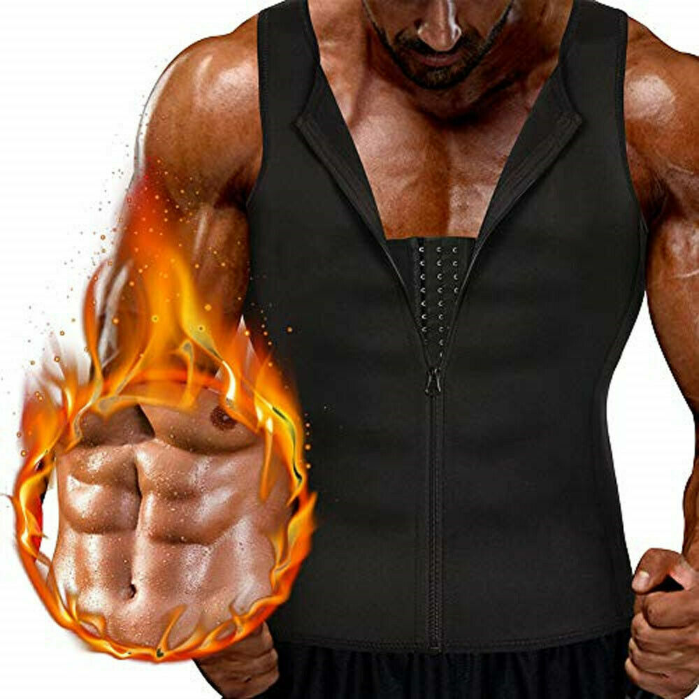 Men Sweat Sauna Vest Tank Top Firm Compression Gym Body Shaper Waist Trainer
