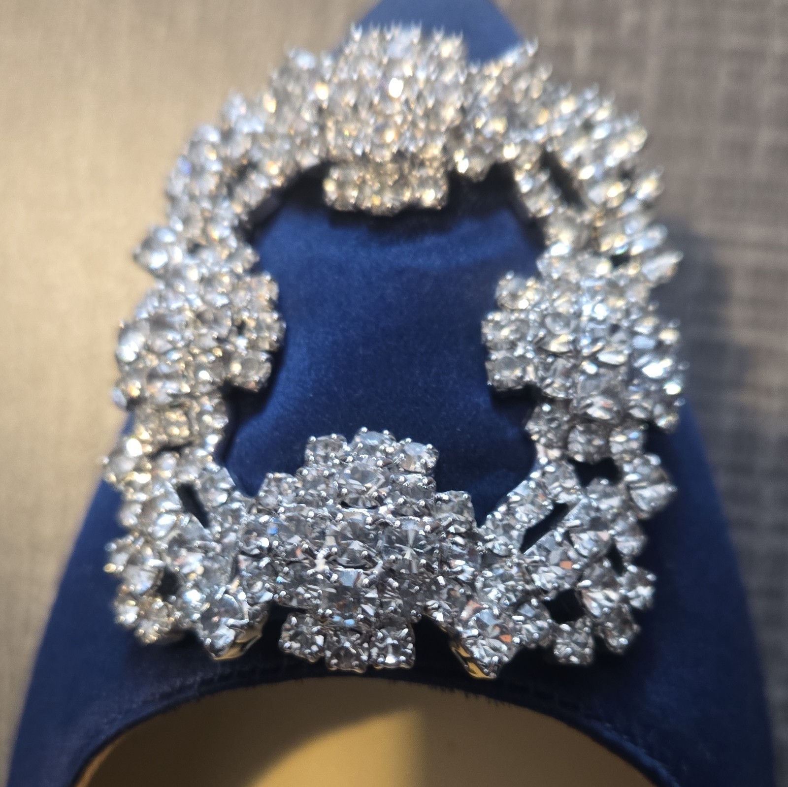 Studiblace Selection Womens Blue Pointed Toe Pump Rhinestone Buckle EU 37