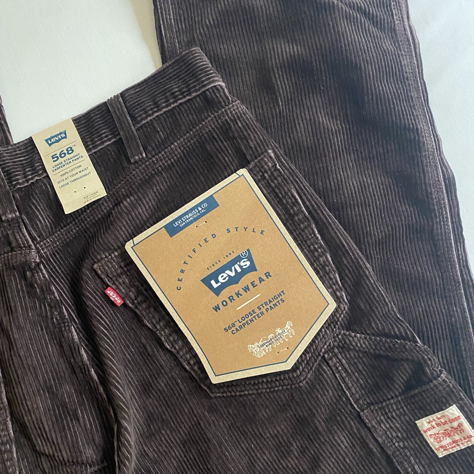 Levis 568 Loose Fit Corduroy Carpenter Pants Mens 31×32 Utility Work Skater Y2K