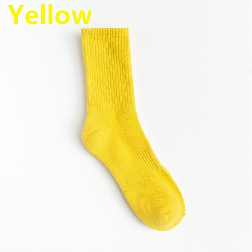 Quality YELLOW Cotton Crew Socks for Unisex Smooth Toe Seam Socks