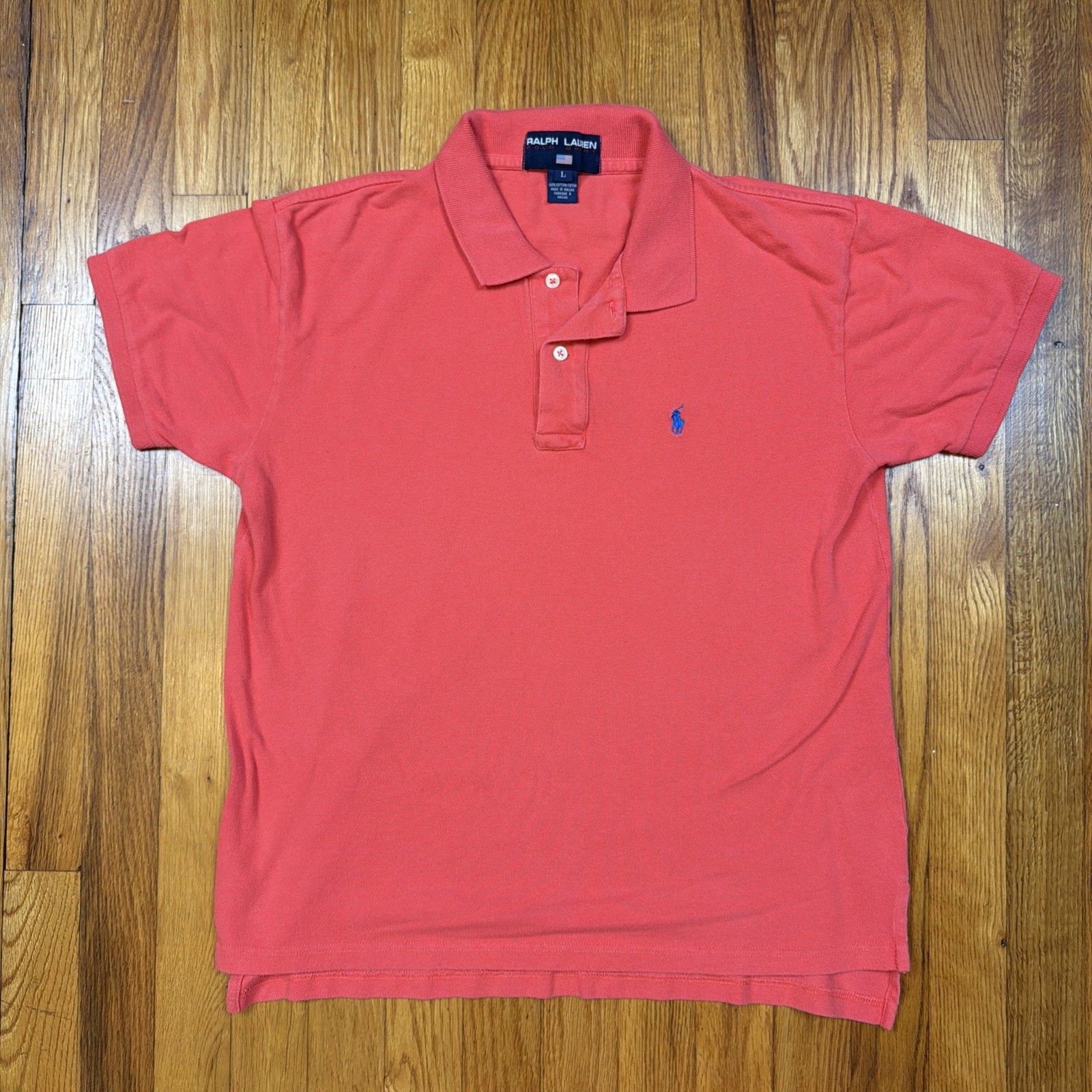 Vtg 90s Ralph Lauren Polo Sport Shirt Mens L Red 100% Cotton Classic Preppy